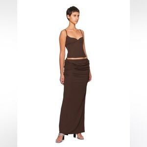 Paris Georgia Chocolate Brown Maxi Skirt